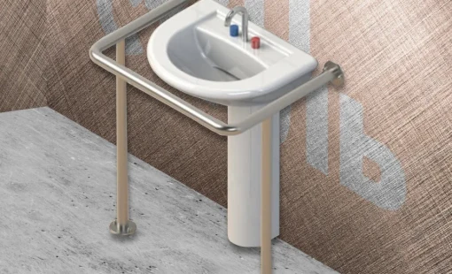 Ограждение раковины для инвалидов с опорными стойками